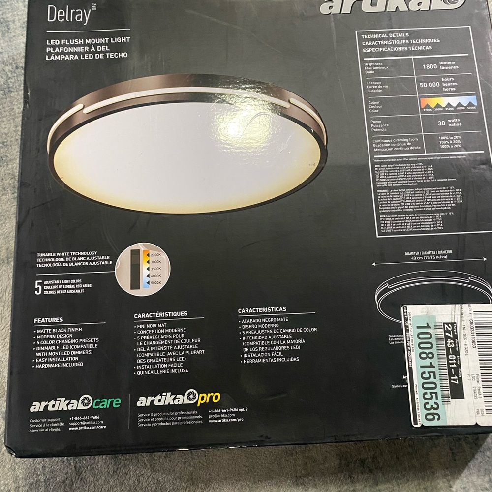 New Artika Delray LED Flush Mount Light - Matte Black